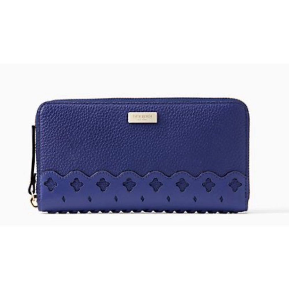 Kate Spade Neda Market Street blue leather zip-around continental wallet